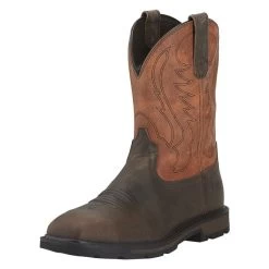 Men's Ariat 10" Groundbreaker Wide Square Toe Steel Toe Boots -Western Fashion-Ariat 0 650 ariat 10 groundbreaker wide square toe steel toe brown ember