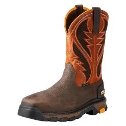 Men's Ariat 11" Intrepid VentTek Composite Toe Boots -Western Fashion-Ariat 0 650 ariat 11 intrepid venttek composite toe bruin brown sassy orange