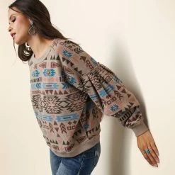 ARIAT WOMENS RAINBOW VISTA SWEATSHIRT - BRAZIL NUT -Western Fashion-Ariat 012233ff1956dcc6fa5e7c006484dd14