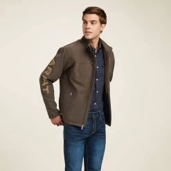 ARIAT MENS LOGO SOFTSHELL JACKET 7 ARIAT MENS LOGO SOFTSHELL JACKET -Western Fashion-Ariat 10041276 front