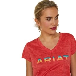 ARIAT WOMENS LAGUNA LOGO TEE SHIRT - AURA ORANGE
