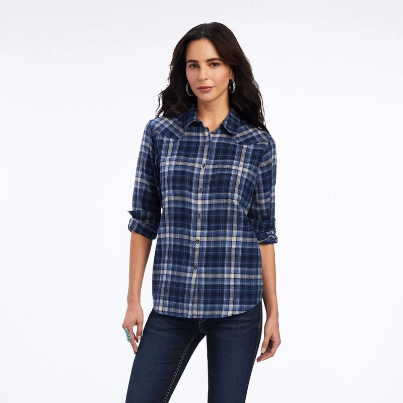 ARIAT WOMENS REAL BILLIE JEAN SHIRT - BLUE SKIES PLAID 3 ARIAT WOMENS REAL BILLIE JEAN SHIRT - BLUE SKIES PLAID