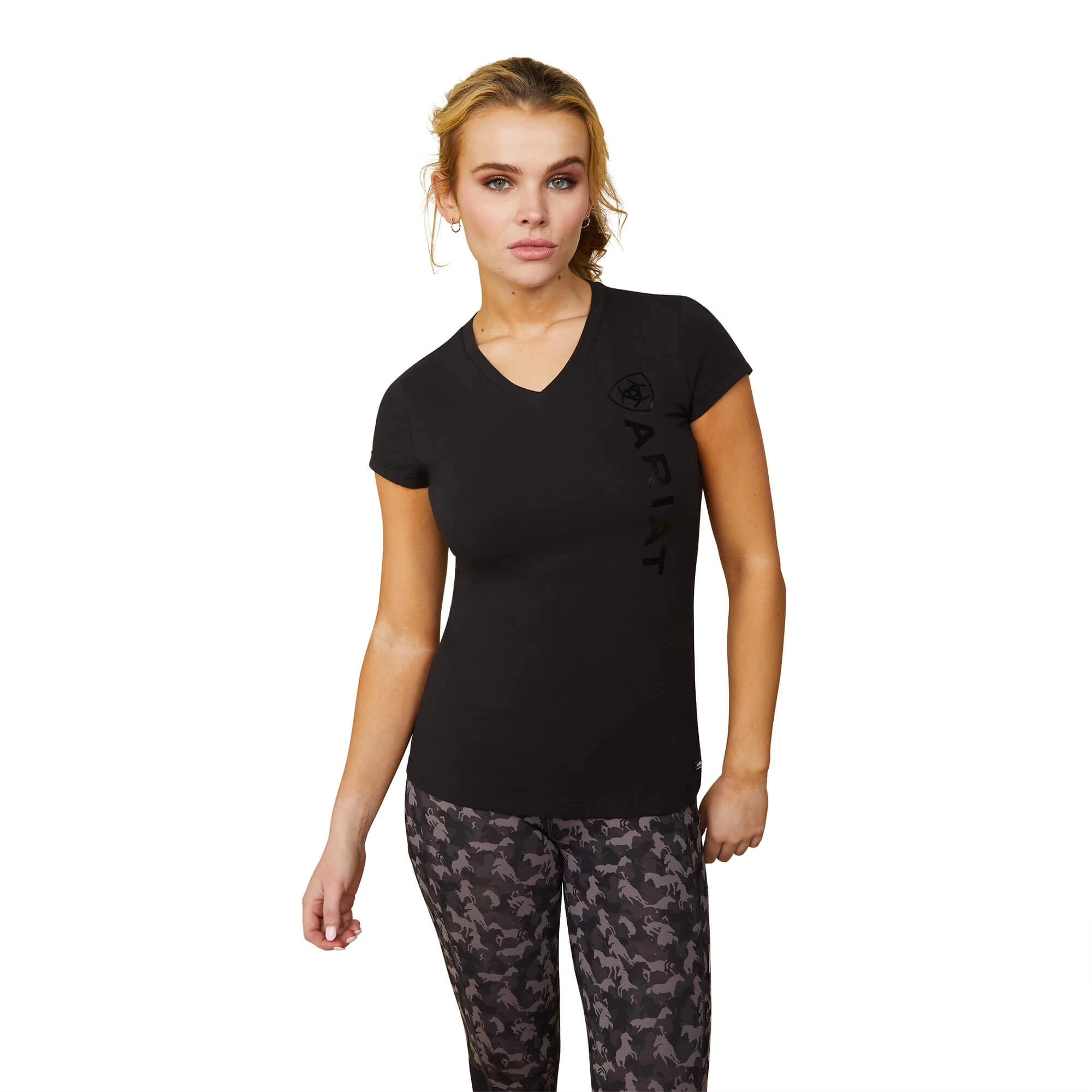 ARIAT WOMENS VERTICAL LOGO TEE - BLACK 4 ARIAT WOMENS VERTICAL LOGO TEE - BLACK - Image 2