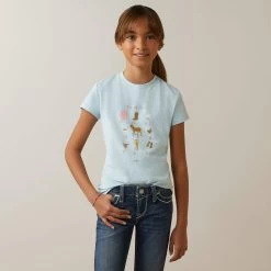 ARIAT GIRLS TIME TO SHOW TEE SHIRT - MOSAIC BLUE
