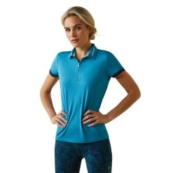 Ariat Womens Bandera 1/4 Zip Polo Shirt -Western Fashion-Ariat AriatWomensBanderaquarterZipPoloShirtmosaicblue1