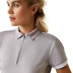 Ariat Womens Bandera 1/4 Zip Polo Shirt -Western Fashion-Ariat AriatWomensBanderaquarterZipPoloShirtsilversconce2