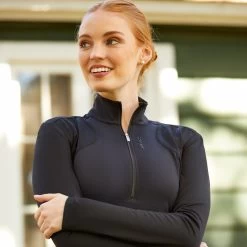 Ariat Womens Breathe 1/4 Zip Baselayer Top -Western Fashion-Ariat AriatWomensBreathequarterZipBaselayerTopblack2