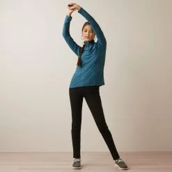 Ariat Womens Laguna 1/4 Zip Long Sleeve Top -Western Fashion-Ariat AriatWomensLaguna14ZipLongSleeveTopreflectingpond3