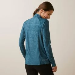 Ariat Womens Laguna 1/4 Zip Long Sleeve Top -Western Fashion-Ariat AriatWomensLaguna14ZipLongSleeveTopreflectingpond4