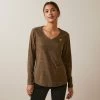 Ariat Womens Laguna Long Sleeve Top -Western Fashion-Ariat AriatWomensLagunaLongSleeveTopcanteen1
