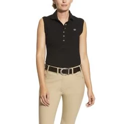 Ariat Womens Prix 2.0 Sleeveless Polo Shirt -Western Fashion-Ariat AriatWomensPrix2.0SleevelessPoloShirtblack1