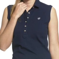 Ariat Womens Prix 2.0 Sleeveless Polo Shirt -Western Fashion-Ariat AriatWomensPrix2.0SleevelessPoloShirtnavy2