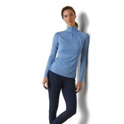 Ariat Womens Sunstopper 2.0 1/4 Zip Baselayer Top -Western Fashion-Ariat AriatWomensSunstopper2.0quarterZipBaselayerTopAshleighBlue1
