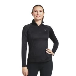 Ariat Womens Sunstopper 2.0 1/4 Zip Baselayer Top -Western Fashion-Ariat AriatWomensSunstopper2.0quarterZipBaselayerTopblack1