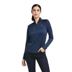 Ariat Womens Sunstopper 2.0 1/4 Zip Baselayer Top -Western Fashion-Ariat AriatWomensSunstopper2.0quarterZipBaselayerTopnavy1