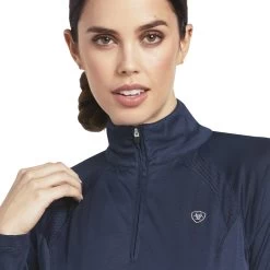 Ariat Womens Sunstopper 2.0 1/4 Zip Baselayer Top -Western Fashion-Ariat AriatWomensSunstopper2.0quarterZipBaselayerTopnavy2