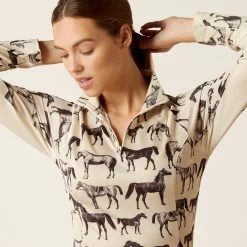 Ariat Womens Sunstopper 2.0 1/4 Zip Top -Western Fashion-Ariat AriatWomensSunstopper2014ZipTopsepia3