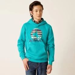 ARIAT KIDS IN MOTION HOODIE - TILE BLUE