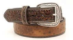 Ariat 1.5" Ostrich Tooled Tab Belt