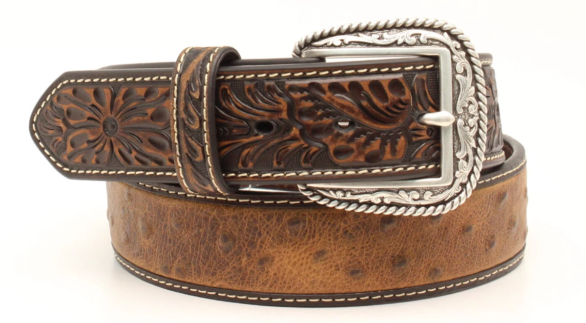 Ariat 1.5" Ostrich Tooled Tab Belt 3 Ariat 1.5" Ostrich Tooled Tab Belt