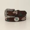 Ariat Turq. Feather "Yellowstone" Concho Floral Belt -Western Fashion-Ariat ariat turq feather yellowstone concho floral belt