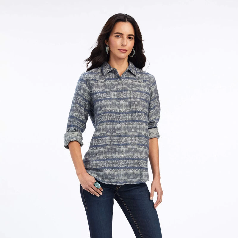 ARIAT WOMENS REAL BILLIE JEAN SHIRT - NIGHTRIDER JACQUARD 3 ARIAT WOMENS REAL BILLIE JEAN SHIRT - NIGHTRIDER JACQUARD