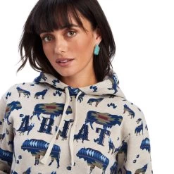 ARIAT WOMENS REAL ALLOVER PRINT HOODIE - BUFFALO BORDER -Western Fashion-Ariat c8444a20c0465b98d2d77ad9ce3933bb