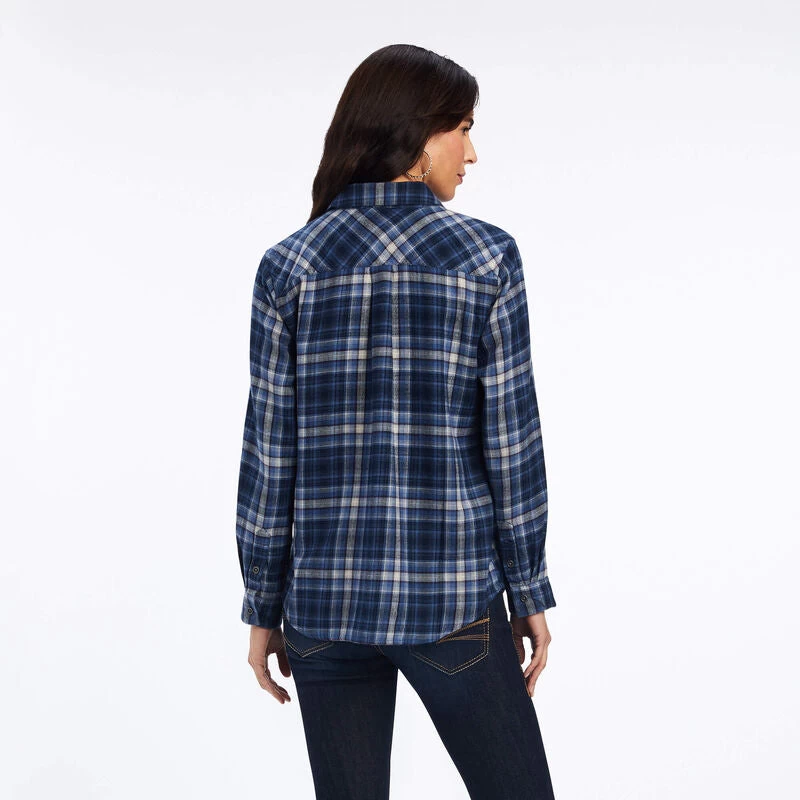 ARIAT WOMENS REAL BILLIE JEAN SHIRT - BLUE SKIES PLAID 4 ARIAT WOMENS REAL BILLIE JEAN SHIRT - BLUE SKIES PLAID - Image 2