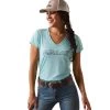 ARIAT WOMENS LAGUNA LOGO TOP - POOL BLUE -Western Fashion-Ariat f14c36006fd09bd45fc6cf027b0aebe5